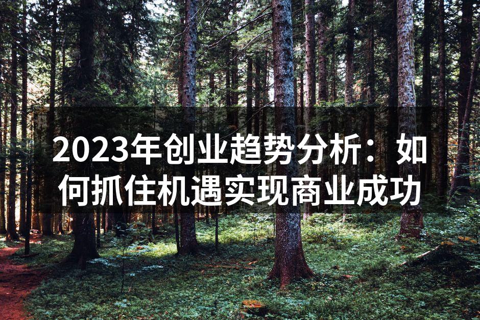 2023年创业趋势分析：如何抓住机遇实现商业成功